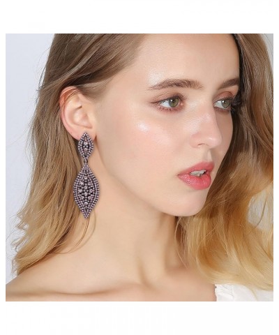 Clip On Earrings for Women Rhinestone Crystal Wedding Bridal Clip-on Drop Dangle Earrings Pink Black-Tone $11.96 Earrings