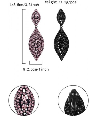 Clip On Earrings for Women Rhinestone Crystal Wedding Bridal Clip-on Drop Dangle Earrings Pink Black-Tone $11.96 Earrings