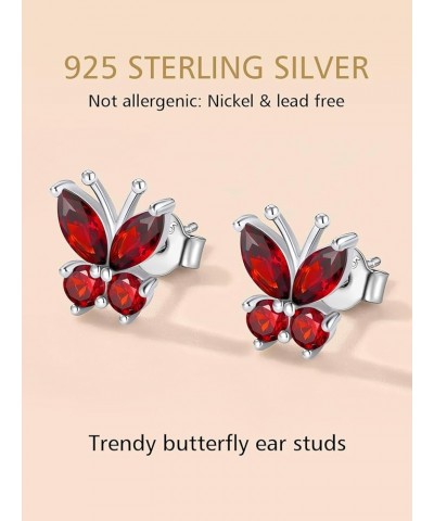 Sterling Silver Butterfly Clip-on/Stud Earrings for Women 12 Birthstone Color Options Bling Simulated Diamond Hypoallergenic ...