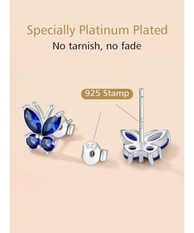 Sterling Silver Butterfly Clip-on/Stud Earrings for Women 12 Birthstone Color Options Bling Simulated Diamond Hypoallergenic ...