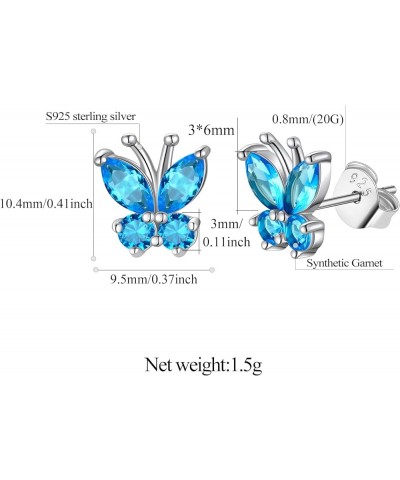 Sterling Silver Butterfly Clip-on/Stud Earrings for Women 12 Birthstone Color Options Bling Simulated Diamond Hypoallergenic ...