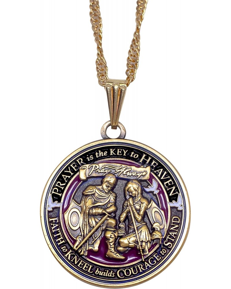 Prayer (Armor of God) Round Pendant Necklace with (Gold tone) Chain $9.64 Necklaces