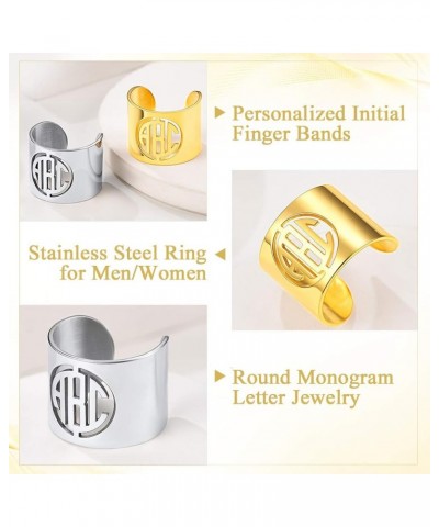 Personalized Name Rings/Monogram Initial Ring Engraved,Gold Plated/Sterling Silver/Stainless Steel,Size Adjustable Custom Mem...