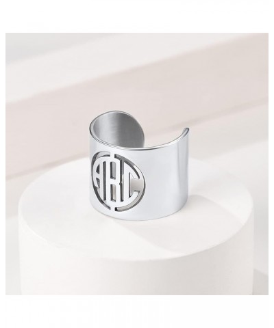 Personalized Name Rings/Monogram Initial Ring Engraved,Gold Plated/Sterling Silver/Stainless Steel,Size Adjustable Custom Mem...