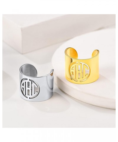 Personalized Name Rings/Monogram Initial Ring Engraved,Gold Plated/Sterling Silver/Stainless Steel,Size Adjustable Custom Mem...