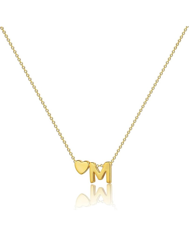 Gold Heart Initial Necklaces for Women, Letter A To Z Simple Cute 14K Gold Plated Necklace for Women Girls Jewelry Gifts M $8...