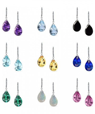 Choose Your Gemstone Teardrop Pear Shape Drop Dangle Leverback Earrings For Women Girls 925 Sterling Silver Fashion Jewelry,C...