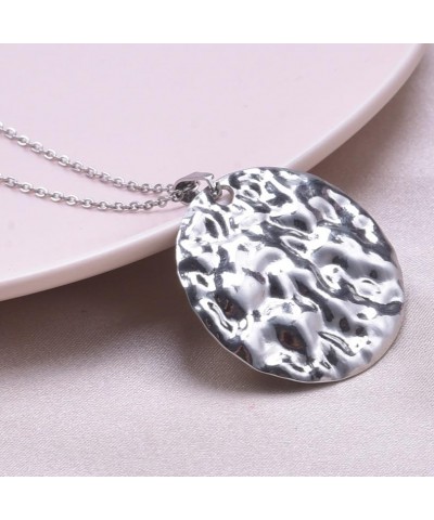 Stainless Steel Round Shaped Hammered Surface Plain Biker Party Punk Hiphop Collar Necklace Silver $6.47 Necklaces