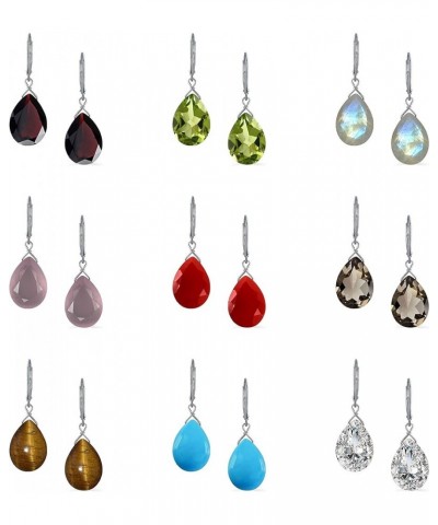 Choose Your Gemstone Teardrop Pear Shape Drop Dangle Leverback Earrings For Women Girls 925 Sterling Silver Fashion Jewelry,C...