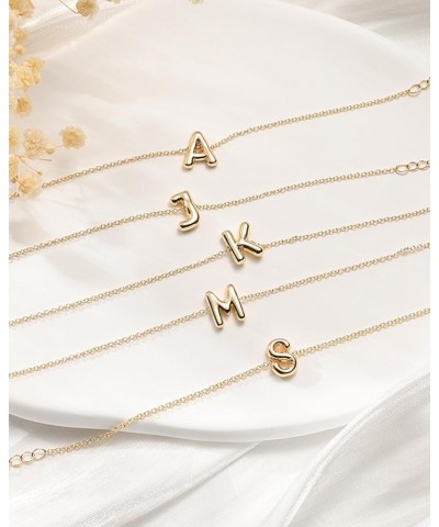 Gold Bubble Initial Chain Bracelets, 14K Gold Plated Balloon Letter Chain Bracelets Jewelry for Women Teen Girls X $7.40 Brac...