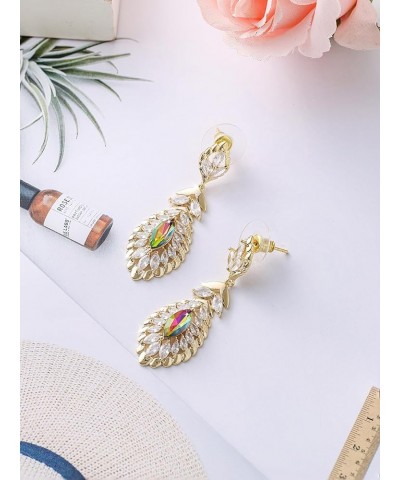 10 * 5MM Oval Austrian Crystal Dangle Earrings for Women Glod Plated Costume Jewelry Oct-Pink-14K Gold $11.26 Earrings