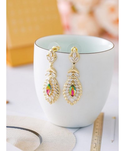 10 * 5MM Oval Austrian Crystal Dangle Earrings for Women Glod Plated Costume Jewelry Oct-Pink-14K Gold $11.26 Earrings