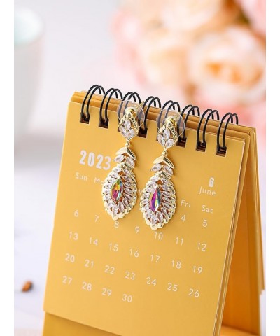 10 * 5MM Oval Austrian Crystal Dangle Earrings for Women Glod Plated Costume Jewelry Oct-Pink-14K Gold $11.26 Earrings