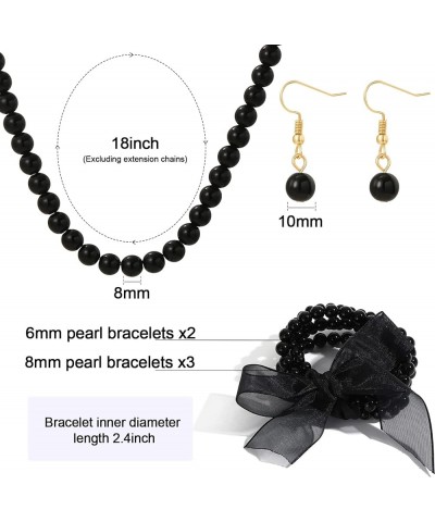 3 Pcs Faux Pearl Jewelry Set for Women Girls Pearl Jewelry Includes Faux Pearls Choker Necklaces 5 PCS Pearl Stretch Bracelet...