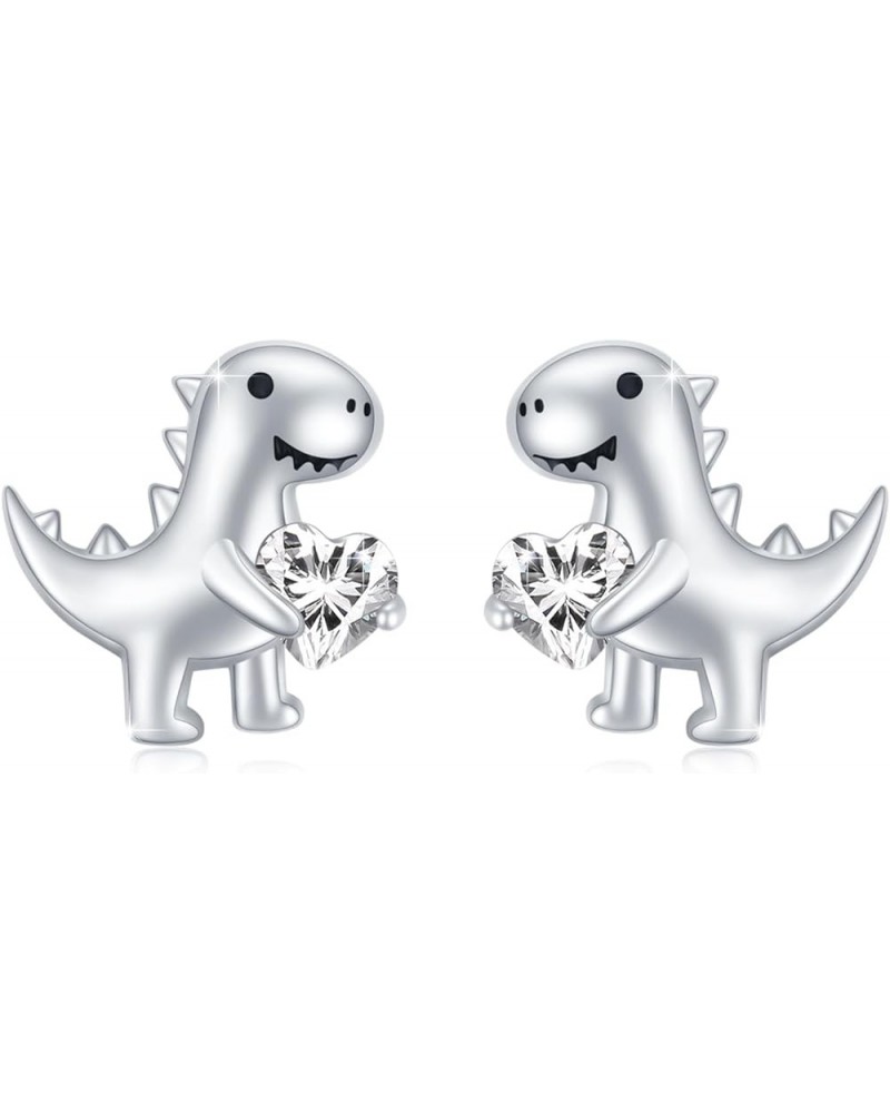 Dinosaur Earrings for Women Girls 925 Sterling Silver Small Dinosaur Studs Earring Hypoallergenic Earrings Cute Dinosaur Jewe...