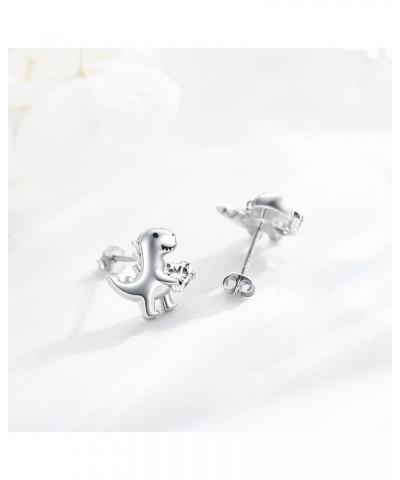 Dinosaur Earrings for Women Girls 925 Sterling Silver Small Dinosaur Studs Earring Hypoallergenic Earrings Cute Dinosaur Jewe...