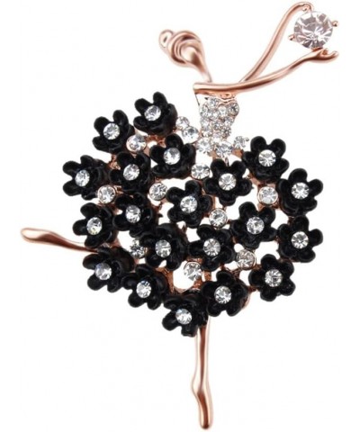 Rhinestone Ballet Dancer Brooch Pin for Women Girls Fashion Crystal Rose Gold Plated Enamel Flowers Dancing Ballerina Brooche...