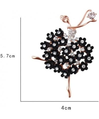 Rhinestone Ballet Dancer Brooch Pin for Women Girls Fashion Crystal Rose Gold Plated Enamel Flowers Dancing Ballerina Brooche...