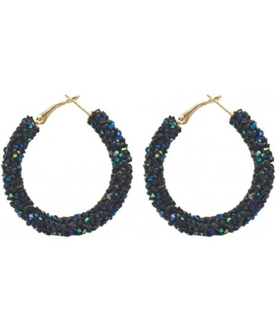 Bohemian Glitter Hoop Earrings Sparkle Resin Rhinestone Hoop Dangle Earrings for Women Girls Round Circle Sequins Shiny State...