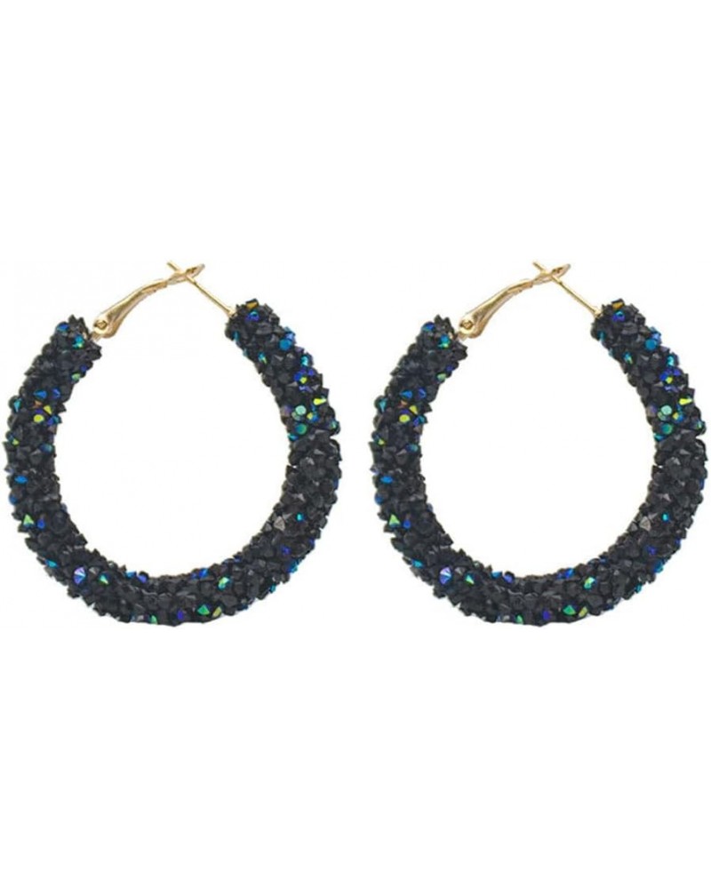 Bohemian Glitter Hoop Earrings Sparkle Resin Rhinestone Hoop Dangle Earrings for Women Girls Round Circle Sequins Shiny State...