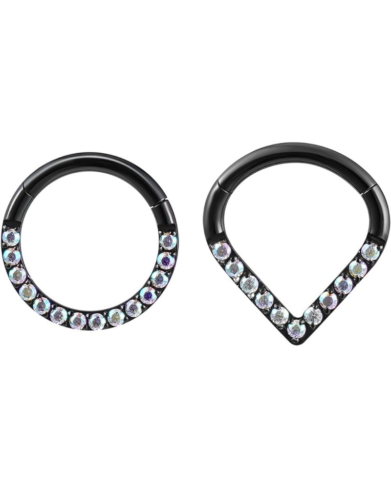 2pcs 16G G23 Titanium Septum Hinged Ring Daith Segment Clicker Piercing Earring Jewelry Tragus Helix Nose Rings Cartilage for...