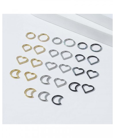 2pcs 16G G23 Titanium Septum Hinged Ring Daith Segment Clicker Piercing Earring Jewelry Tragus Helix Nose Rings Cartilage for...