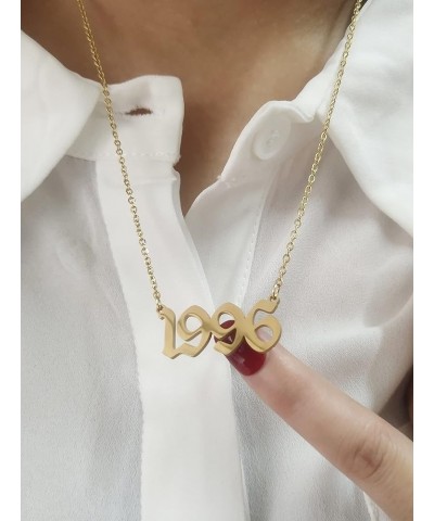 Year Necklace for Womens Girl,Initial Birth Year Number Necklace Men Boy Birthstone Birthday Charm Friendship Old English Fon...