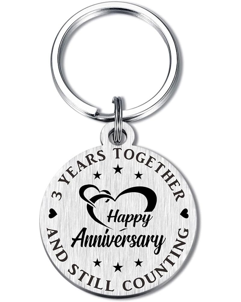 Anniversary Keychain Gifts for Him Her, Happy Wedding Anniversary Decorations Gifts for Husband Wife 3rd Anniversary $10.24 R...