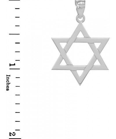 14K White Gold Traditional Jewish Six Pointed Star of David Magen David Hexagram Pendant Necklace (Large) - Choice of Length ...