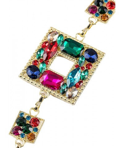 Gold Waist Chain Belt for Women Dresses Metal Link Dangling Cinturones De Mujer Colorful Rhinestone $9.22 Accessories