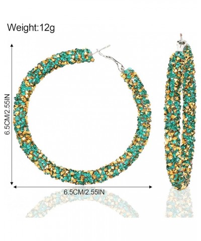 Retro Big Hoop Earrings Colorful Rhinestone Statement Drop Dangle Earrings Gift for Women Girls Green $4.26 Earrings