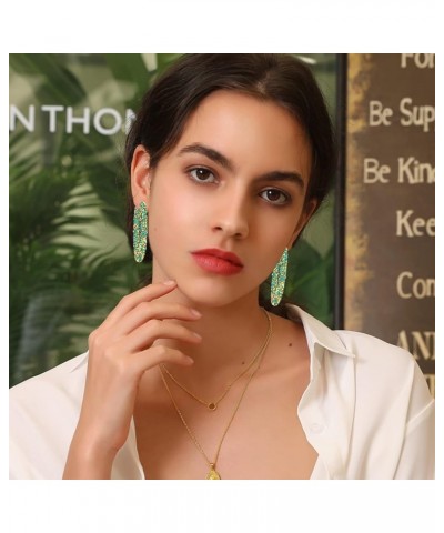 Retro Big Hoop Earrings Colorful Rhinestone Statement Drop Dangle Earrings Gift for Women Girls Green $4.26 Earrings