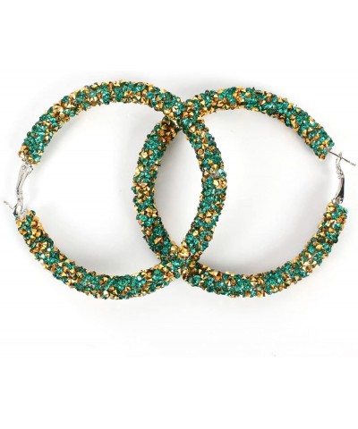 Retro Big Hoop Earrings Colorful Rhinestone Statement Drop Dangle Earrings Gift for Women Girls Green $4.26 Earrings