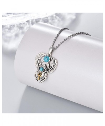 Evil Eye Necklaces 925 Sterling Silver Bat Sun and Moon Sacred Beetle Necklace for Women Cubic Zirconia Necklace 15 Scarab Ne...