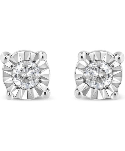 10K Rose or Yellow Gold Plated .925 Sterling Silver 1/10-1/5 Cttw Diamond Miracle-Set Stud Earrings (J-K, I2-I3) - Choice of ...