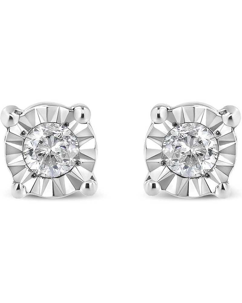 10K Rose or Yellow Gold Plated .925 Sterling Silver 1/10-1/5 Cttw Diamond Miracle-Set Stud Earrings (J-K, I2-I3) - Choice of ...