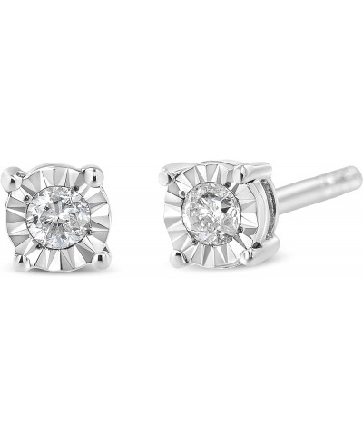 10K Rose or Yellow Gold Plated .925 Sterling Silver 1/10-1/5 Cttw Diamond Miracle-Set Stud Earrings (J-K, I2-I3) - Choice of ...