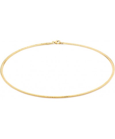 2mm thick 14k gold plated on solid sterling silver 925 Italian Omega chain necklace chocker with lobster claw clasp - inch 12...