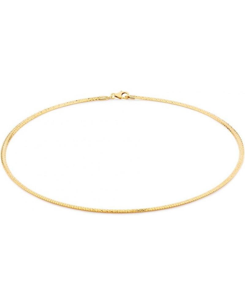 2mm thick 14k gold plated on solid sterling silver 925 Italian Omega chain necklace chocker with lobster claw clasp - inch 12...