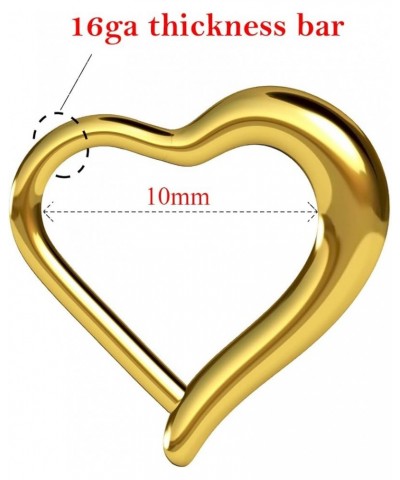 316L 16G Love Heart Shaped Surgical Steel Hinged Clicker Daith Helix Hypoallergenic Piercing Ring for Women 1pc,16g,Heart-sha...