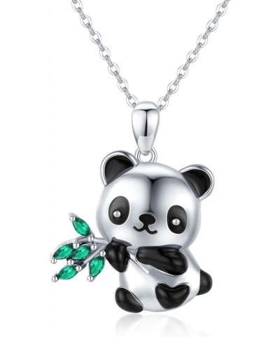 Panda Necklace for Women 925 Sterling Silver Cute Panda Stuffed Animal Pendant Necklace Panda Bear Jewelry Gifts for Women Mo...