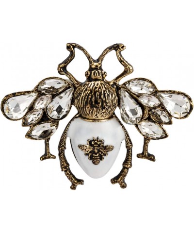 White and Matte Gold Bee With Stone Champagne Stone MultiColour Owl Brooch $9.69 Brooches & Pins