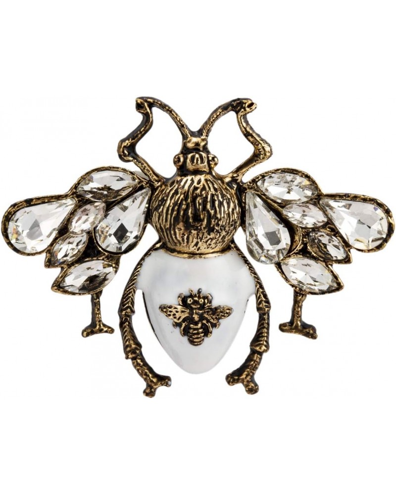 White and Matte Gold Bee With Stone Champagne Stone MultiColour Owl Brooch $9.69 Brooches & Pins