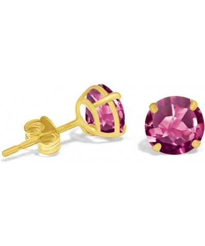 14K Solid Yellow Gold Natural Pink Tourmaline Earring Push Backing Earring with 4 Prong Setting $65.29 Earrings