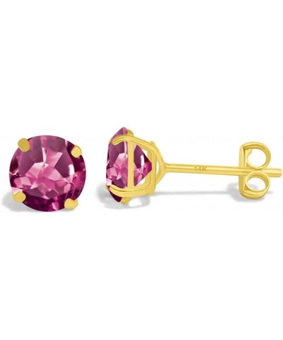 14K Solid Yellow Gold Natural Pink Tourmaline Earring Push Backing Earring with 4 Prong Setting $65.29 Earrings