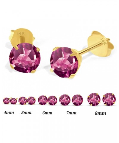 14K Solid Yellow Gold Natural Pink Tourmaline Earring Push Backing Earring with 4 Prong Setting $65.29 Earrings