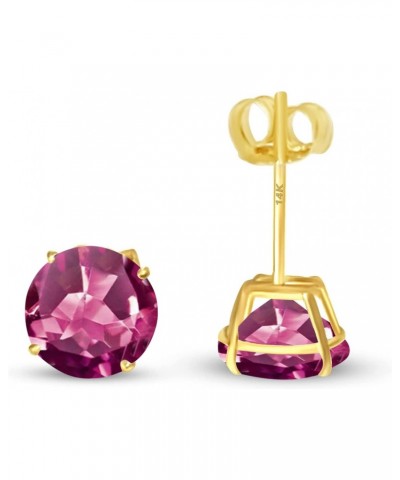 14K Solid Yellow Gold Natural Pink Tourmaline Earring Push Backing Earring with 4 Prong Setting $65.29 Earrings