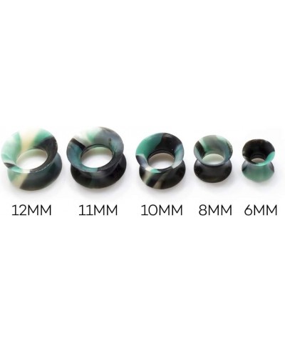 Ear Gauges Plugs Thin Silicone Flexible Camouflage Design - 2 gauge to 12 mm 7/16" (11mm) $8.89 Body Jewelry