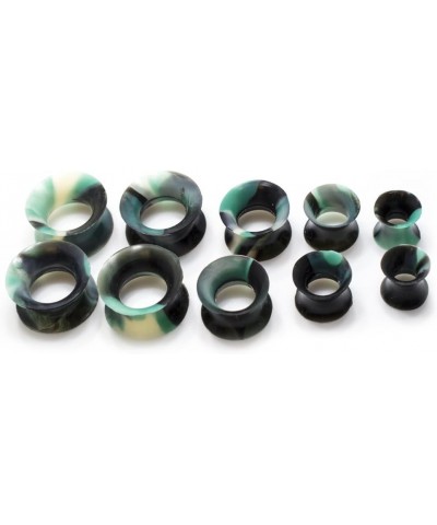 Ear Gauges Plugs Thin Silicone Flexible Camouflage Design - 2 gauge to 12 mm 7/16" (11mm) $8.89 Body Jewelry