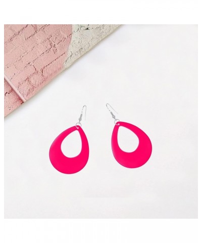 70s 80s 90s Neon Oval Earrings Women Retro Earrings for Women Girl Retro 80s Halloween Party Costume Accessory Rose Red $6.48...